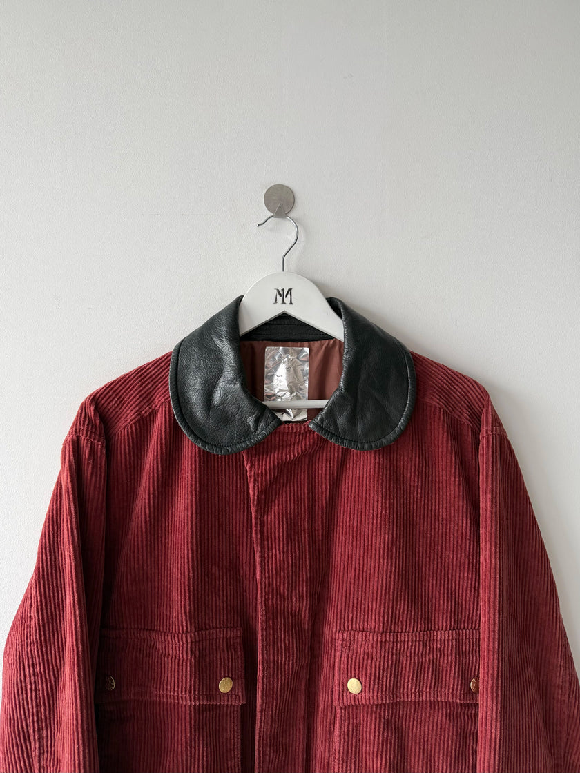 JAPANESE LABEL - 1990s CORDUROY JACKET WITH CONTRASTING LEATHER COLLAR