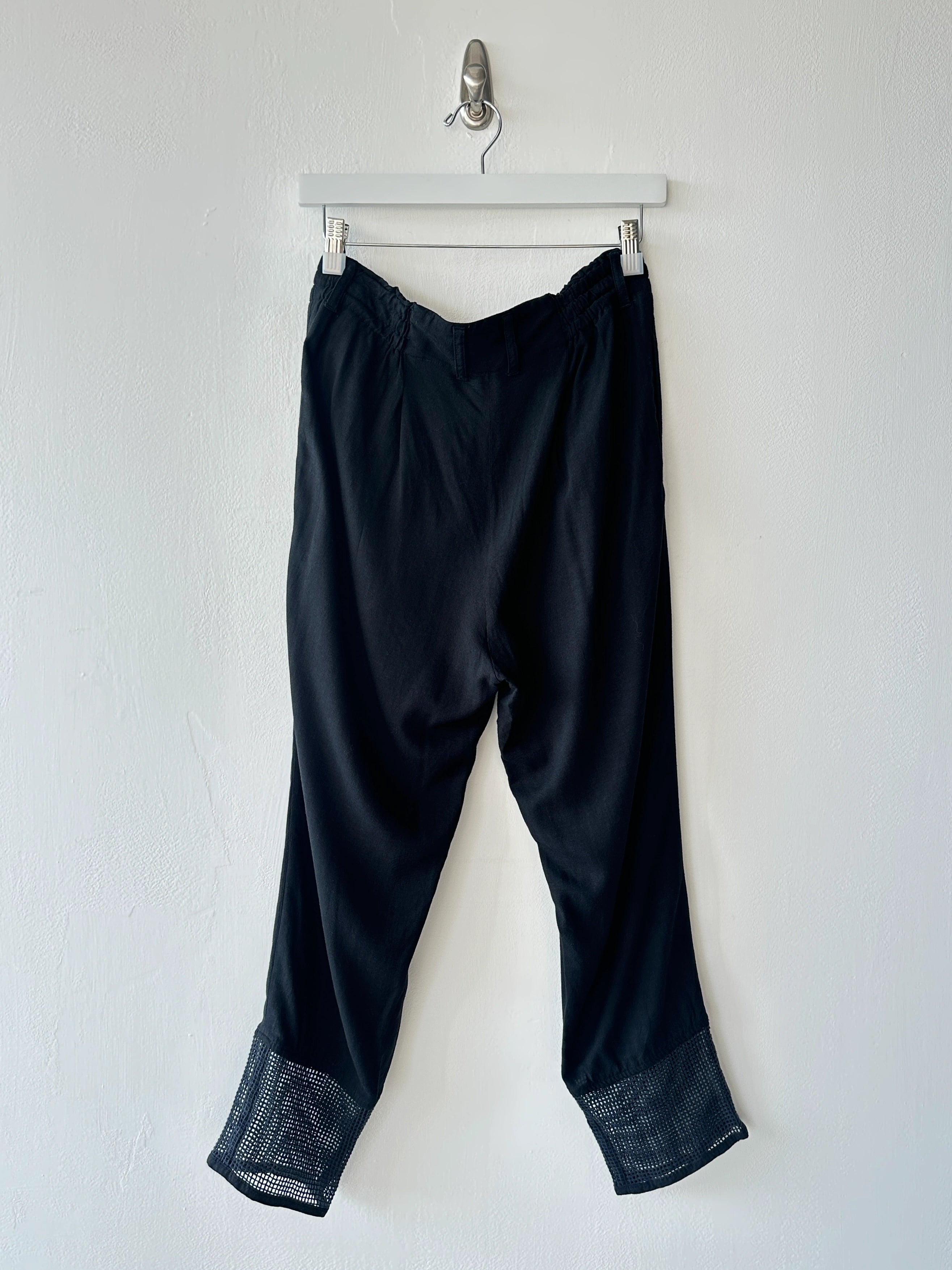 ISSEY MIYAKE - S/S 2014 RELAXED TROUSERS WITH GRID MESH PANELS