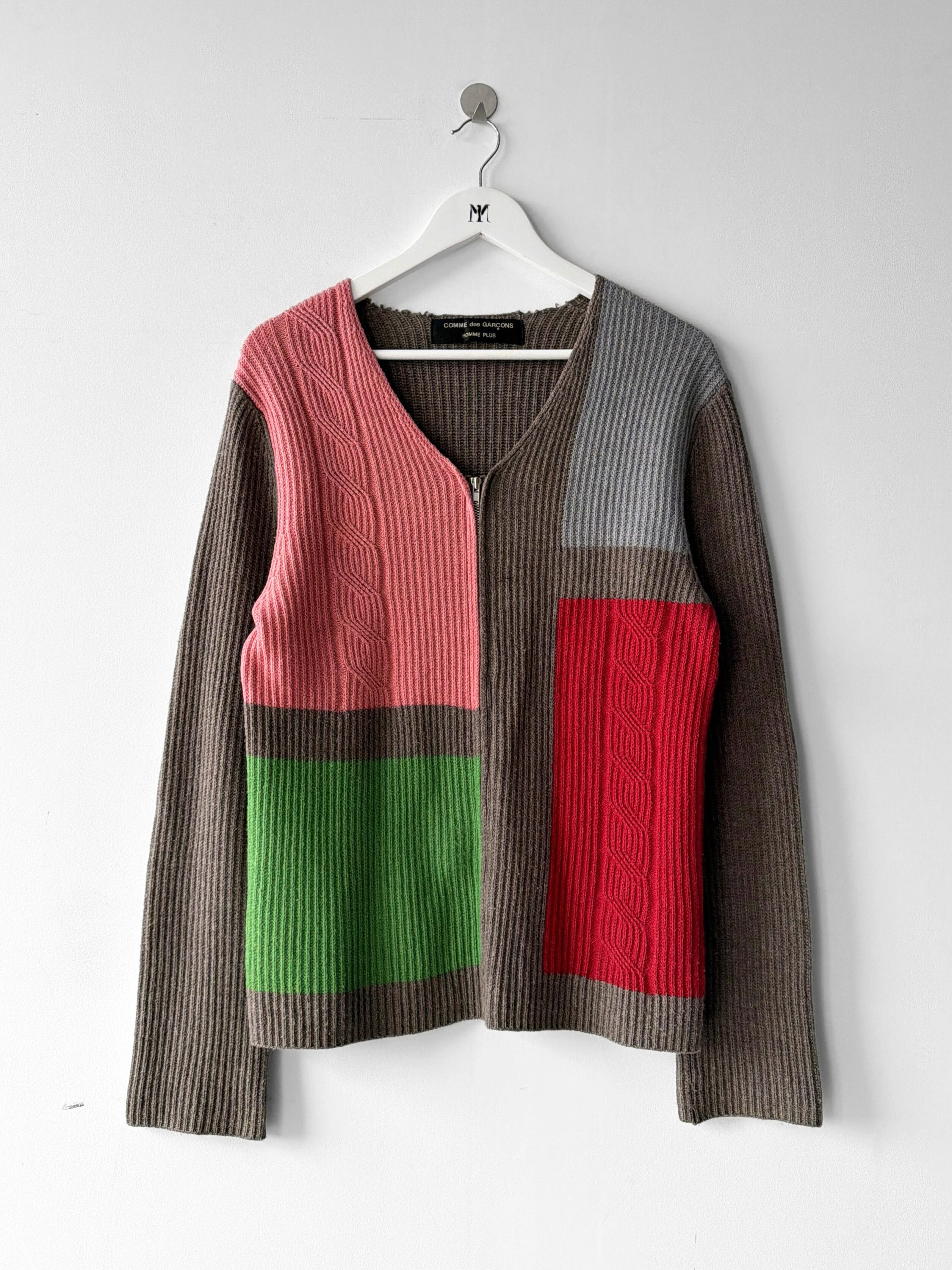 COMME DES GARÇONS - F/W 2000 COLOUR BLOCK ZIPPED KNIT CARDIGAN