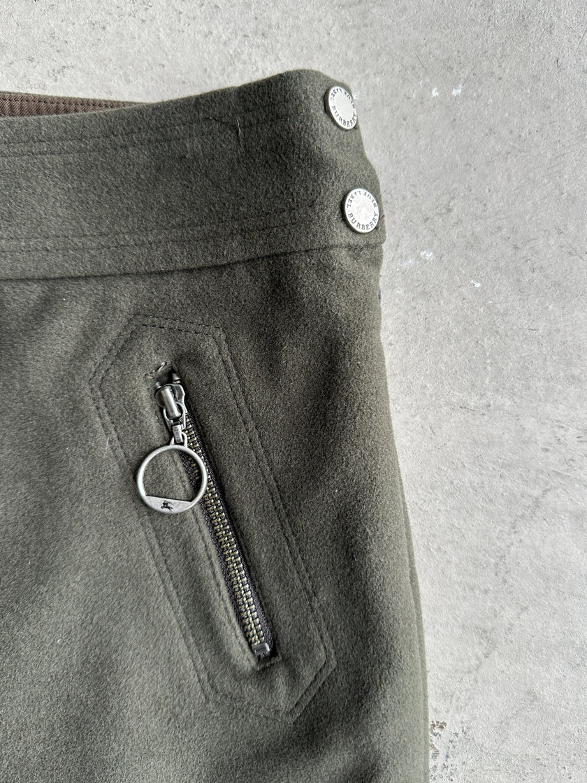 BURBERRY BLUE LABEL - 2000s WOOL MINI SKIRT WITH ASYMMETRICAL POCKETS