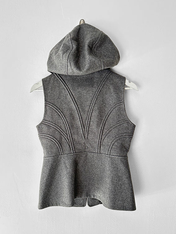 ITALIAN LABEL 2010s ZIPPED HOODED GILET JACKET