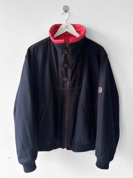 VALENTINO - 1980s FUNNEL NECK BOMBER JACKET WITH CONTRASTING STITCHING DETAILS