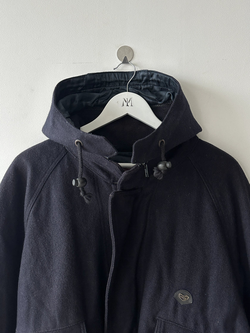 ITALIAN LABEL 1980s WOOL JACKET WITH REMOVABLE ZIPPED HOOD