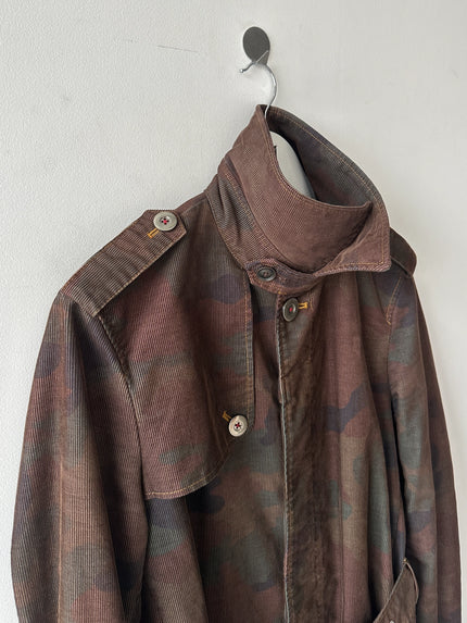 KATHARINE HAMNETT - 1990s CAMOUFLAGE CORDUROY TRENCH COAT