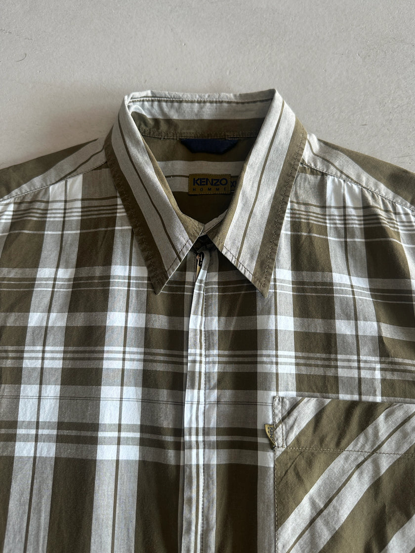 KENZO - 1990s ZIPPED HALF SLEEVE SHIRT