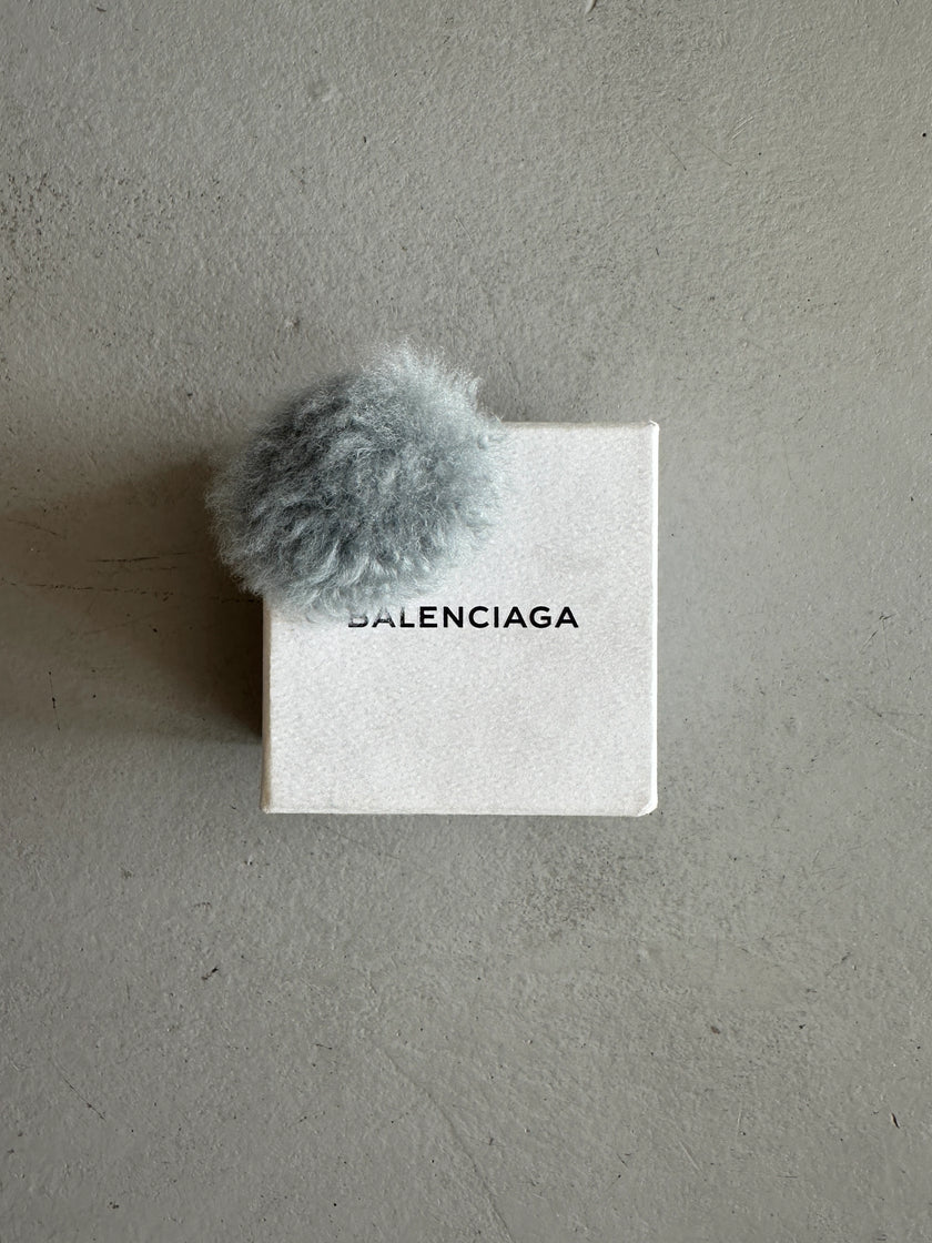 BALENCIAGA - S/S 2021 FAUX FUR  POM POM BUTTON RING