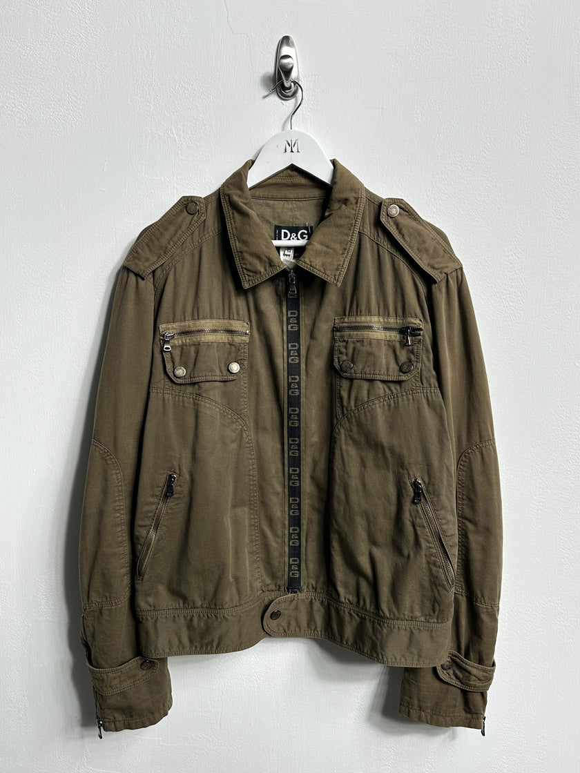 DOLCE & GABBANA - S/S 2006 TRUCKER JACKET WITH LOGO TAPE AT FRONT ZIP