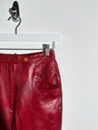 CERRUTI - 1980s CROPPED LEATHER TROUSERS WITH ANKLE TIE DETAILS