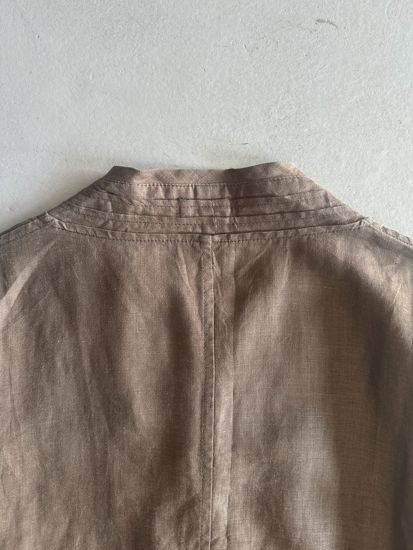 PLANTATION ISSEY MIYAKE - 1990s FLARED HEM LINEN BLOUSE