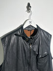 EMPORIO ARMANI - 1980s ZIPPED LEATHER BIKER VEST JACKET