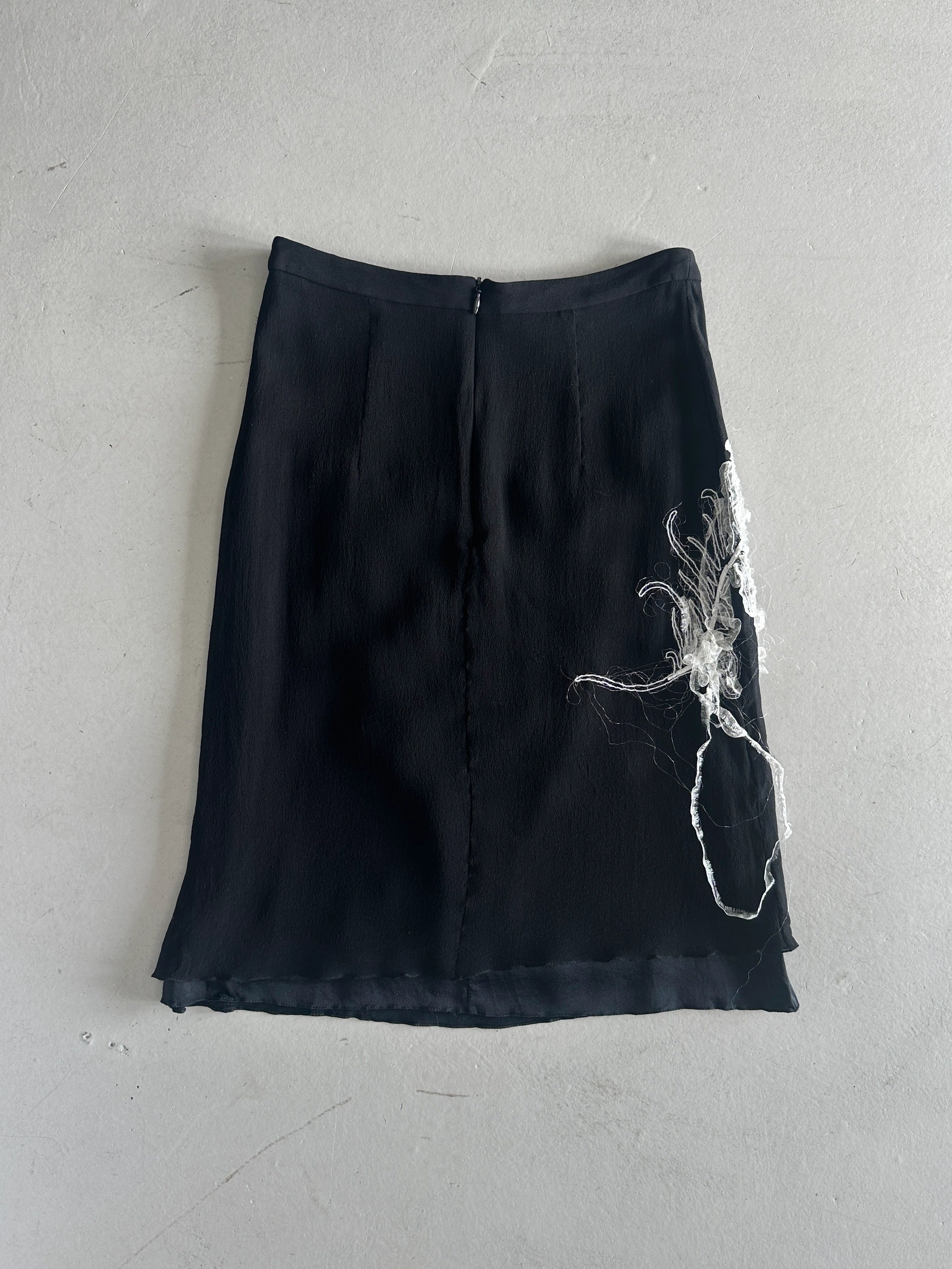 ANDREW GN - S/S 2001 FRONT APPLIQUÉ LAYERED SILK SKIRT