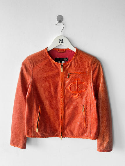 JUST CAVALLI -  S/S 2010 CROP FIT LEATHER JACKET WITH GLOSSY FINISH