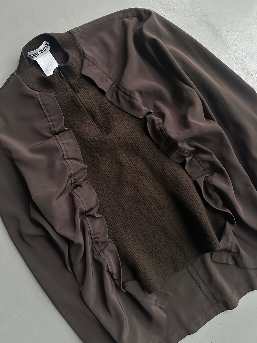 ISSEY MIYAKE - F/W 2007 ASYMMETRICAL RUFFLED FRONT LONG SLEEVE TOP