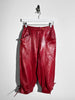 CERRUTI - 1980s CROPPED LEATHER TROUSERS WITH ANKLE TIE DETAILS