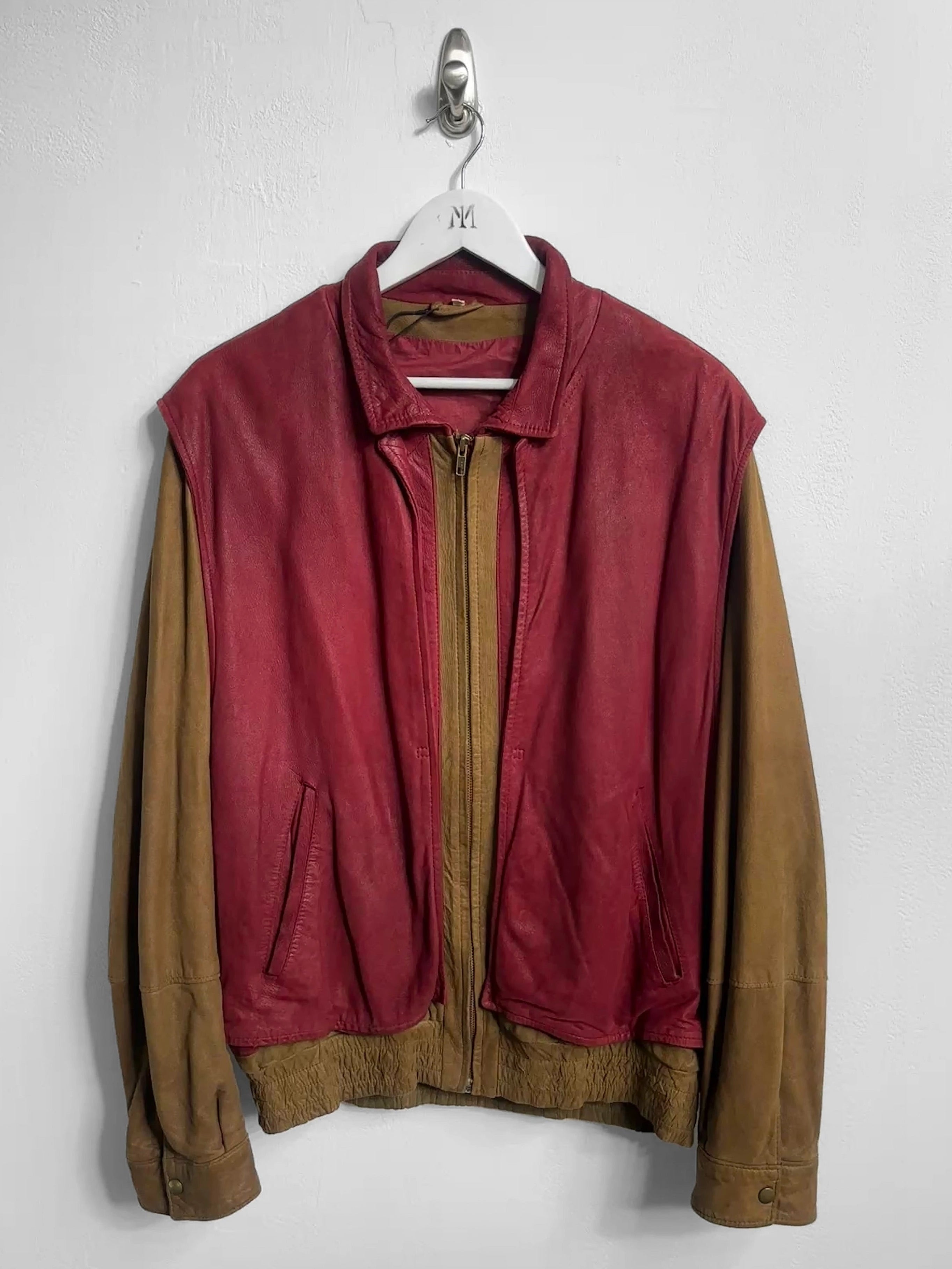 1980s SUEDE BOMBER JACKET WITH CONTRASTING GILET STYLE OUTER LAYER