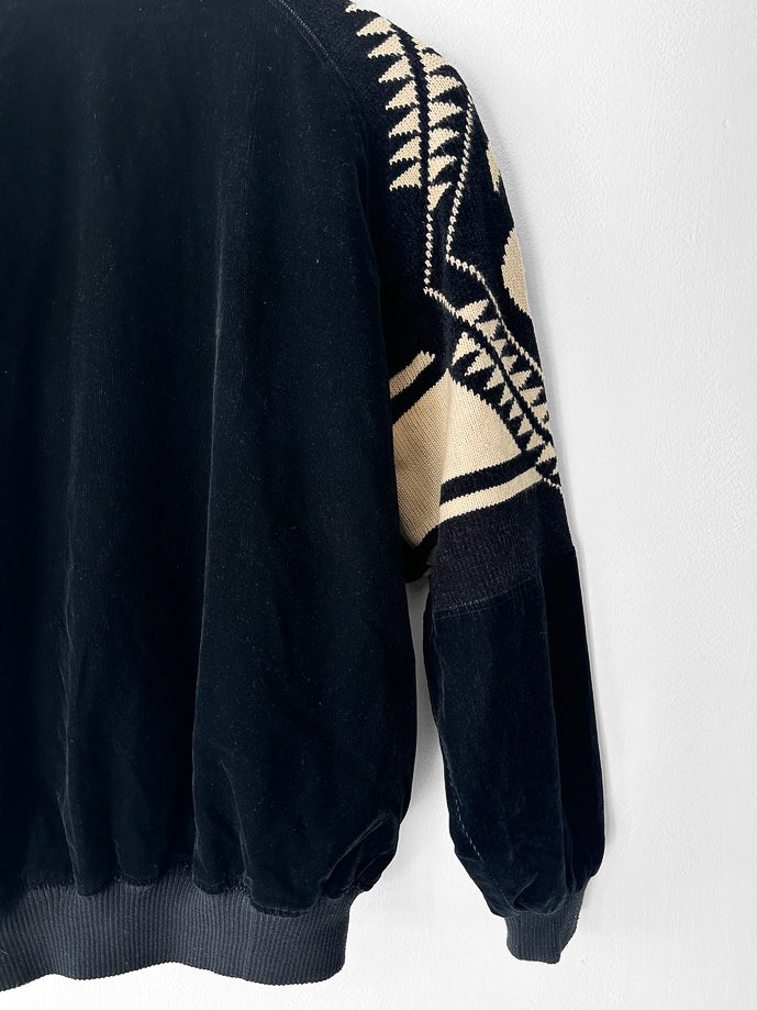 VALENTINO - 1980s CORDUROY BOMBER JACKET WITH KNITTED SHOULDER PANELS