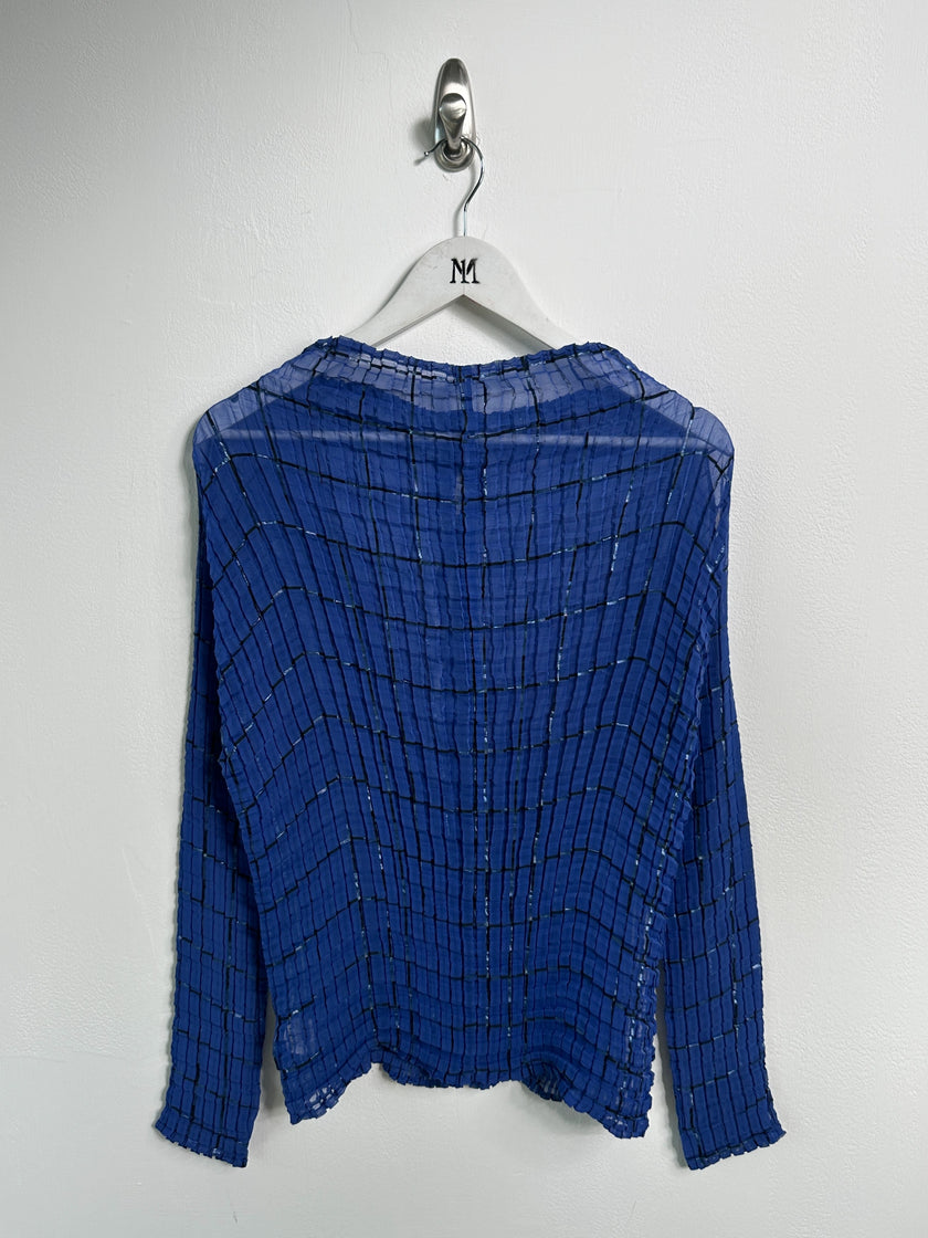 ISSEY MIYAKE - S/S 2001 SHEER PLEATED BUTTONED BLOUSE