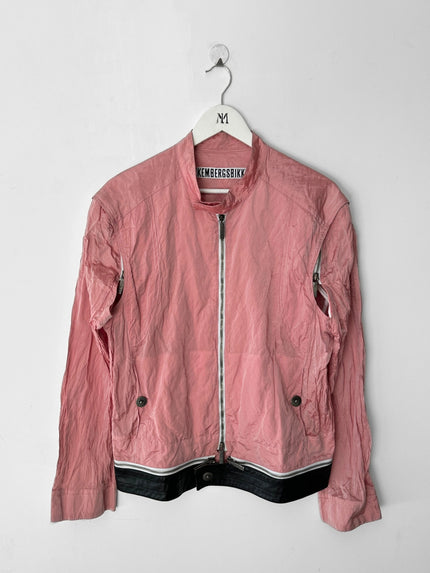 BIKKEMBERGS - early 2000s 2 IN 1 NYLON JACKET GILET WITH ZIP OFF LEATHER HEM PANEL