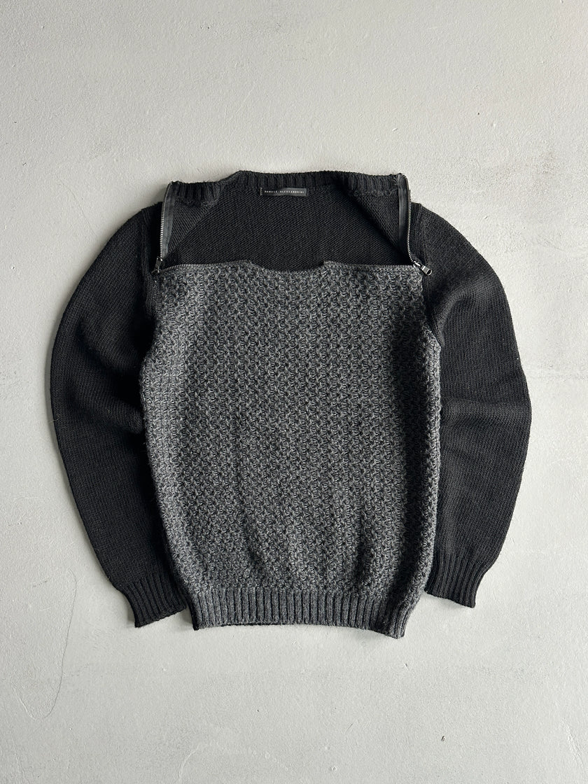 DANIELE ALESSANDRINI - 1990s KNIT JUMPER WITH DOUBLE ZIP DETAILS