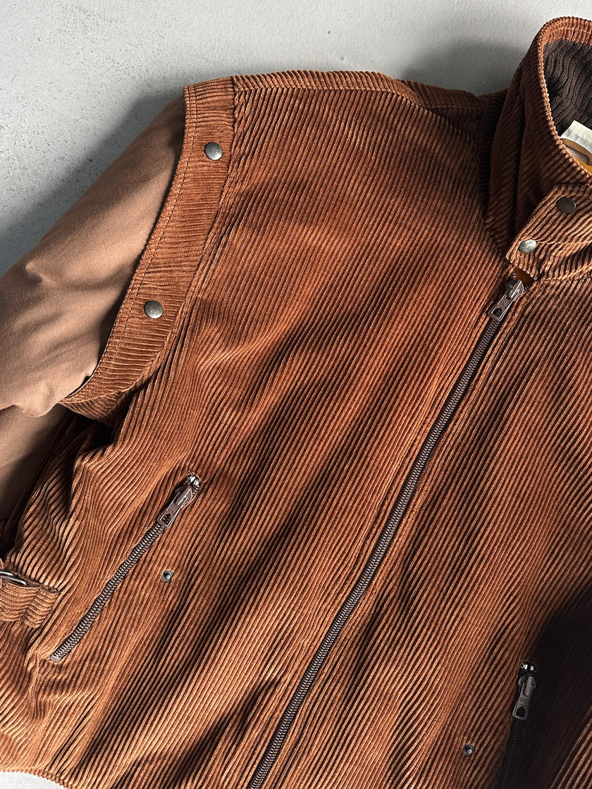 ITALIAN LABEL 1980s PANELED CORDUROY BOMBER JACKET WITH CONTRASTING SLEEVE