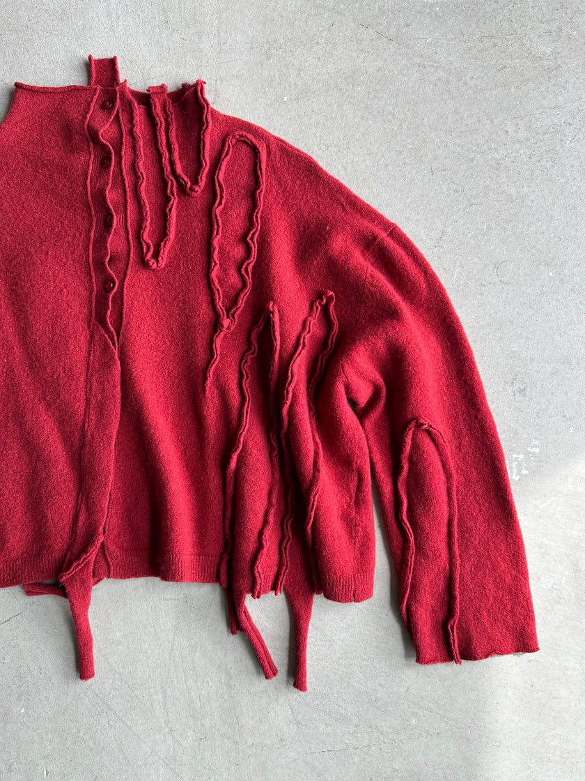 ISSEY MIYAKE - 1970S KNITTED CARDIGAN WITH ASYMMETRICAL POCKET
