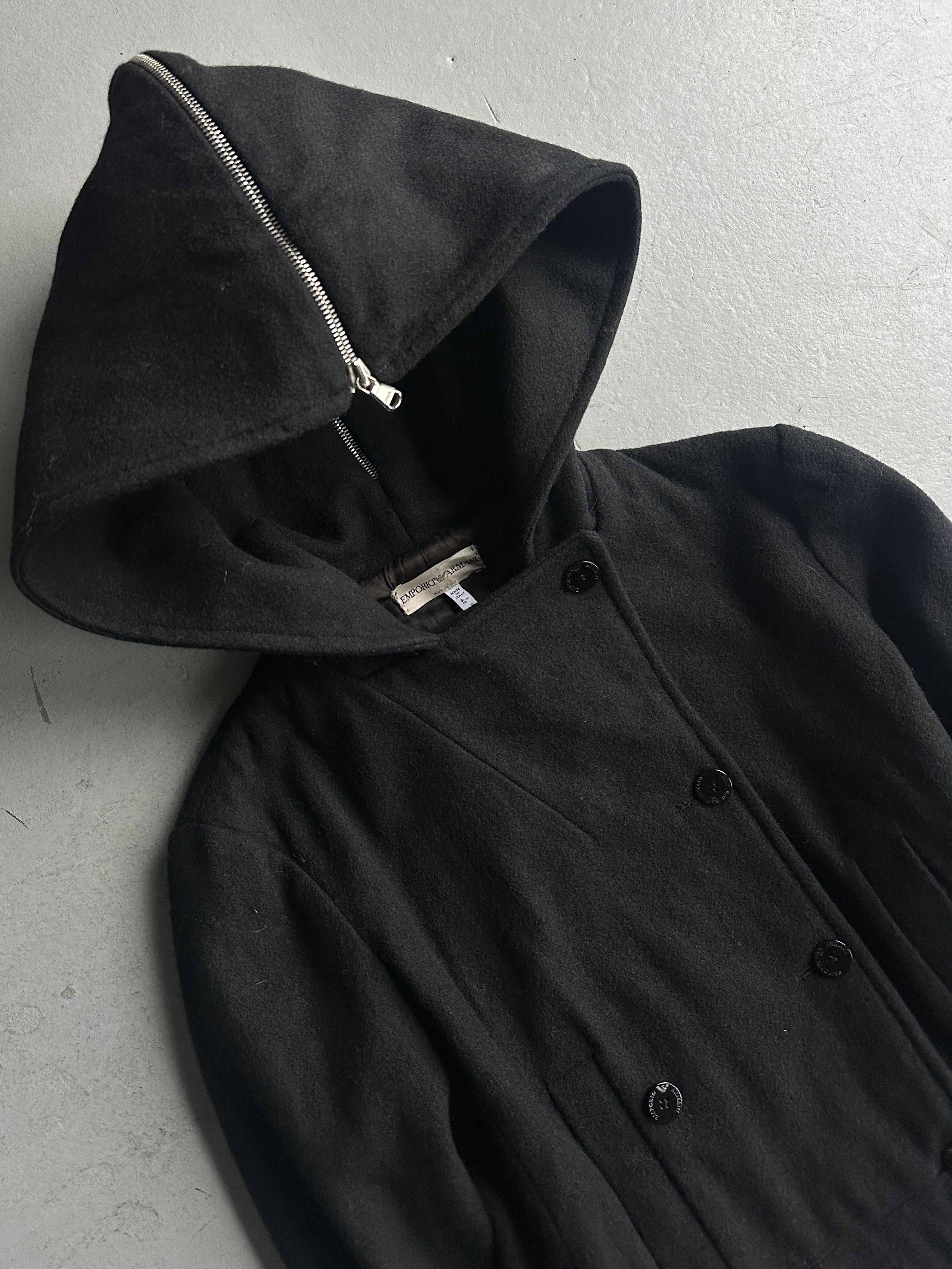 EMPORIO ARMANI - early 2000s FISHTAIL HOOD WOOL JACKET