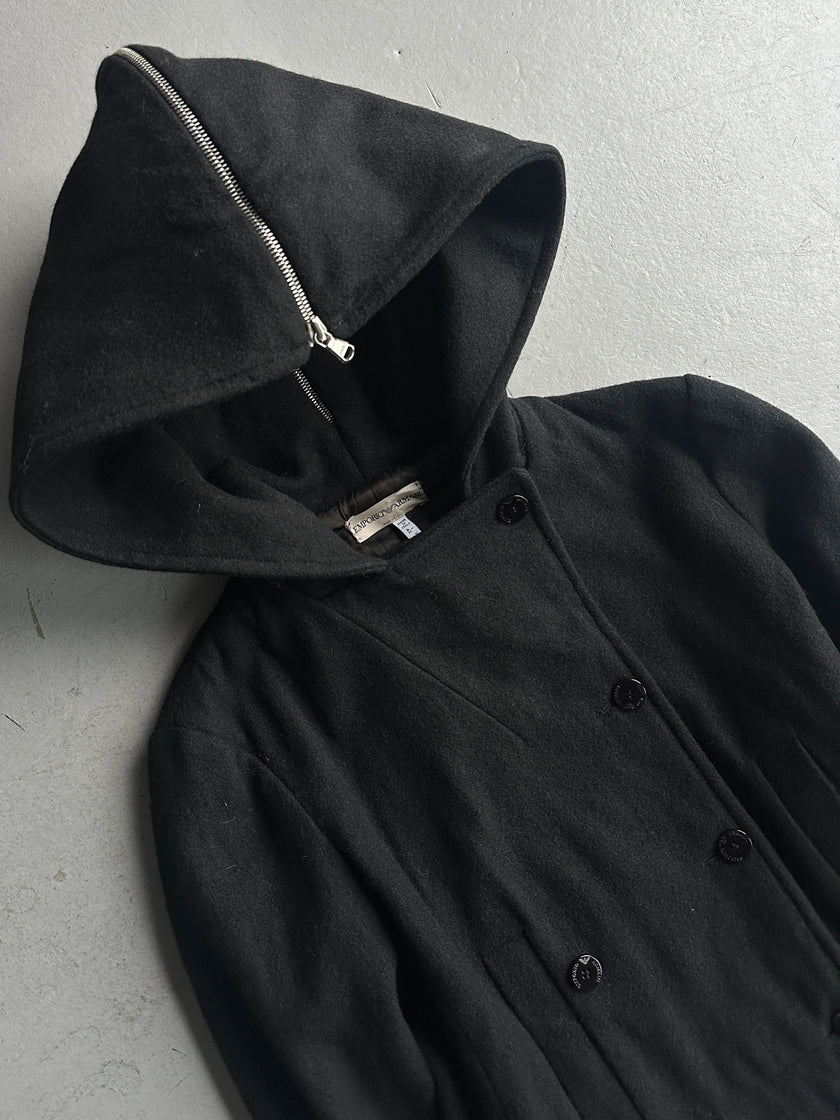 EMPORIO ARMANI - early 2000s FISHTAIL HOOD WOOL JACKET