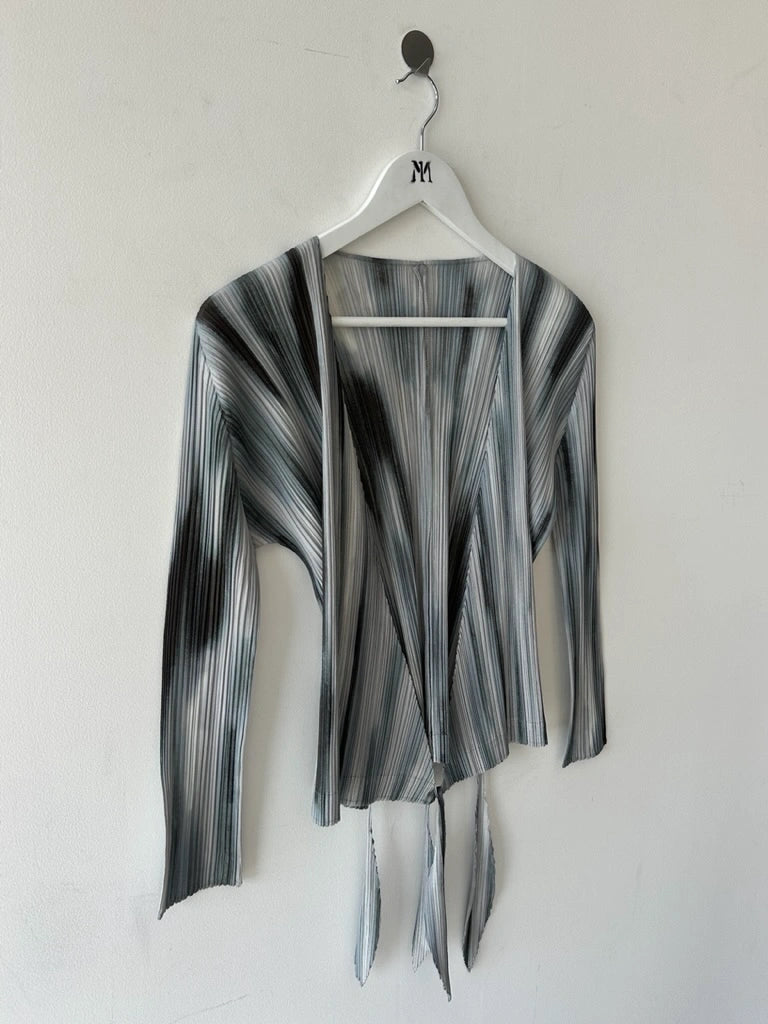 ISSEY MIYAKE - S/S 2015 PLEATED WRAP FRONT LONG SLEEVE TOP