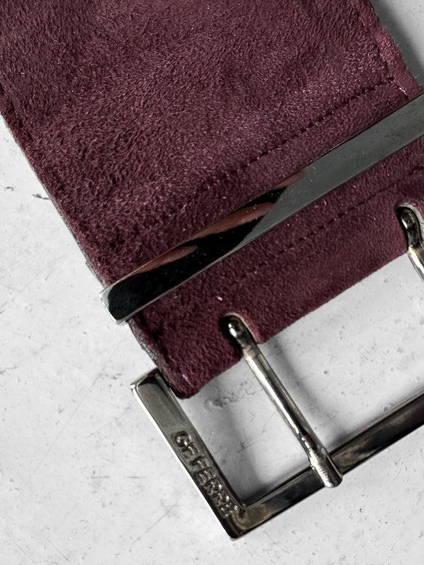 GIANFRANCO FERRÉ - late 1990s WIDE SUEDE BELT WITH DOUBLE PRONG BUCKLE