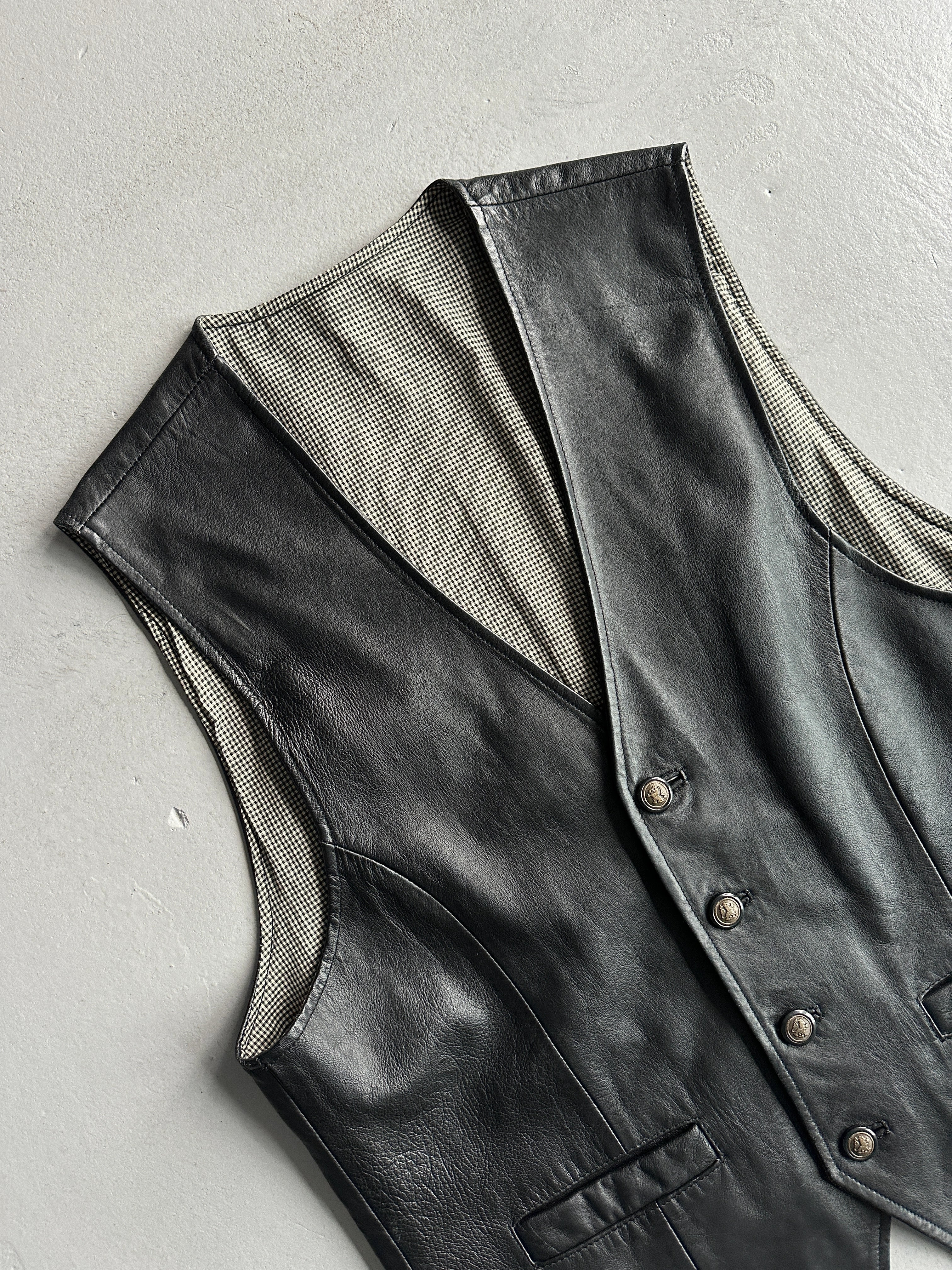 1990s BUTTONED LEATHER WAISTCOAT