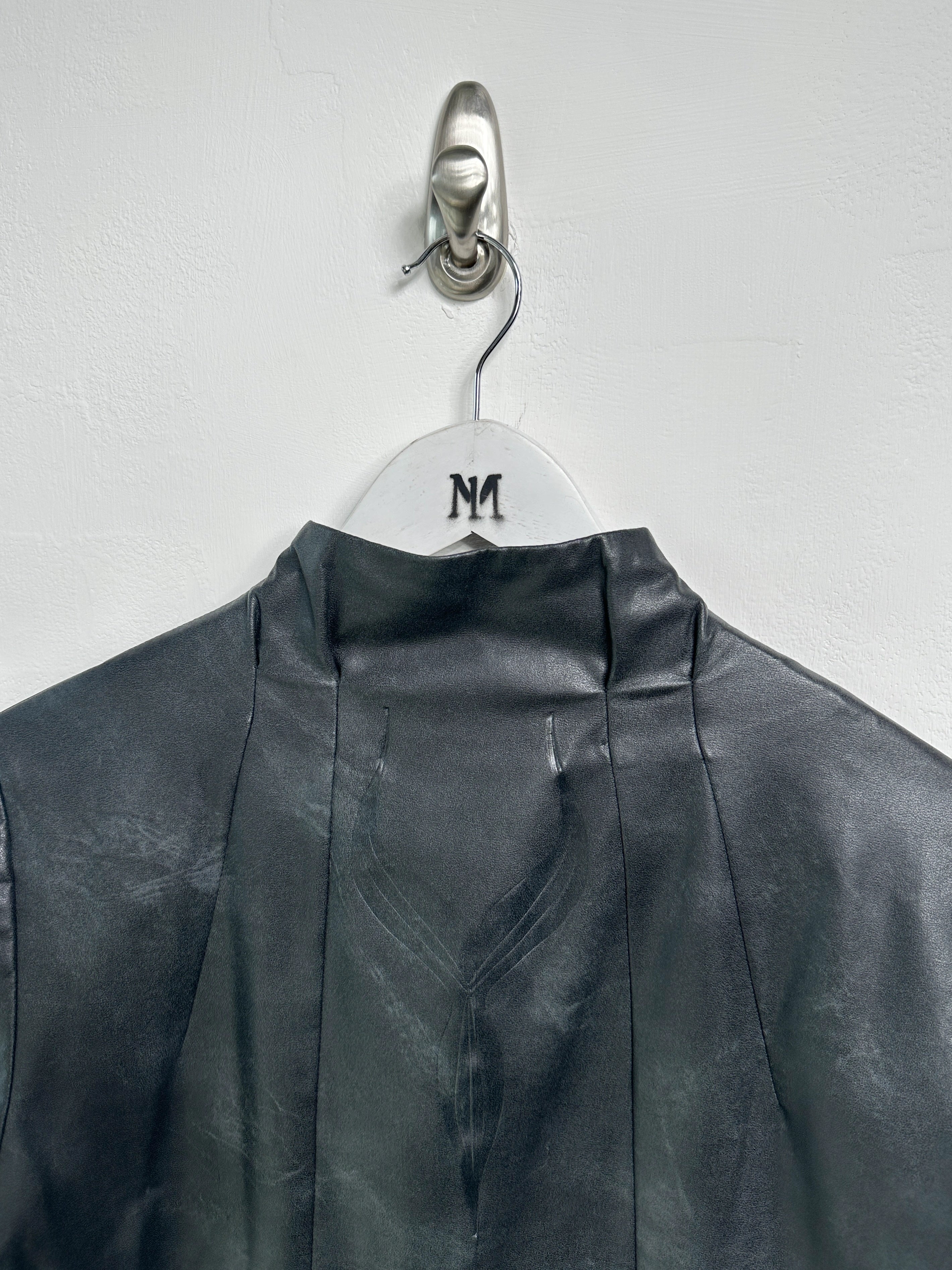 ISSEY MIYAKE - S/S 2006 FAUX LEATHER JACKET WITH SCULPTURAL NECK