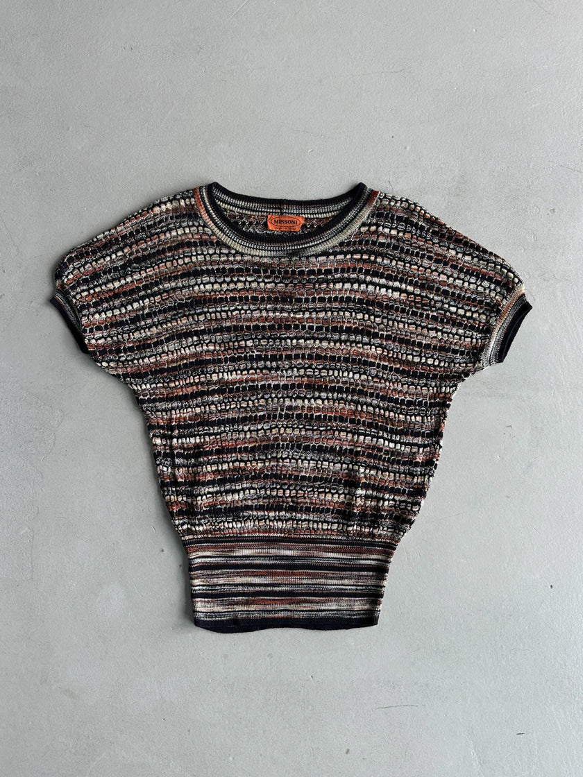 MISSONI - 1990s SHORT SLEEVE KNIT TOP