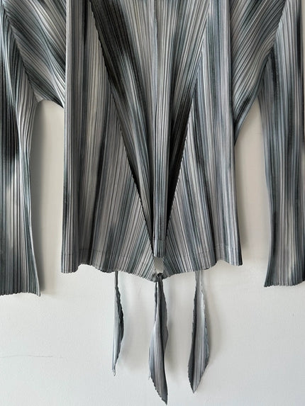 ISSEY MIYAKE - S/S 2015 PLEATED WRAP FRONT LONG SLEEVE TOP