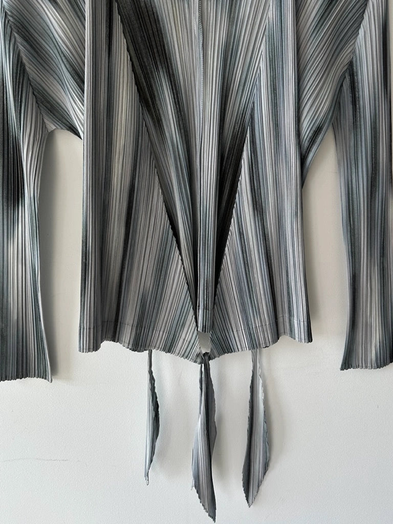 ISSEY MIYAKE - S/S 2015 PLEATED WRAP FRONT LONG SLEEVE TOP