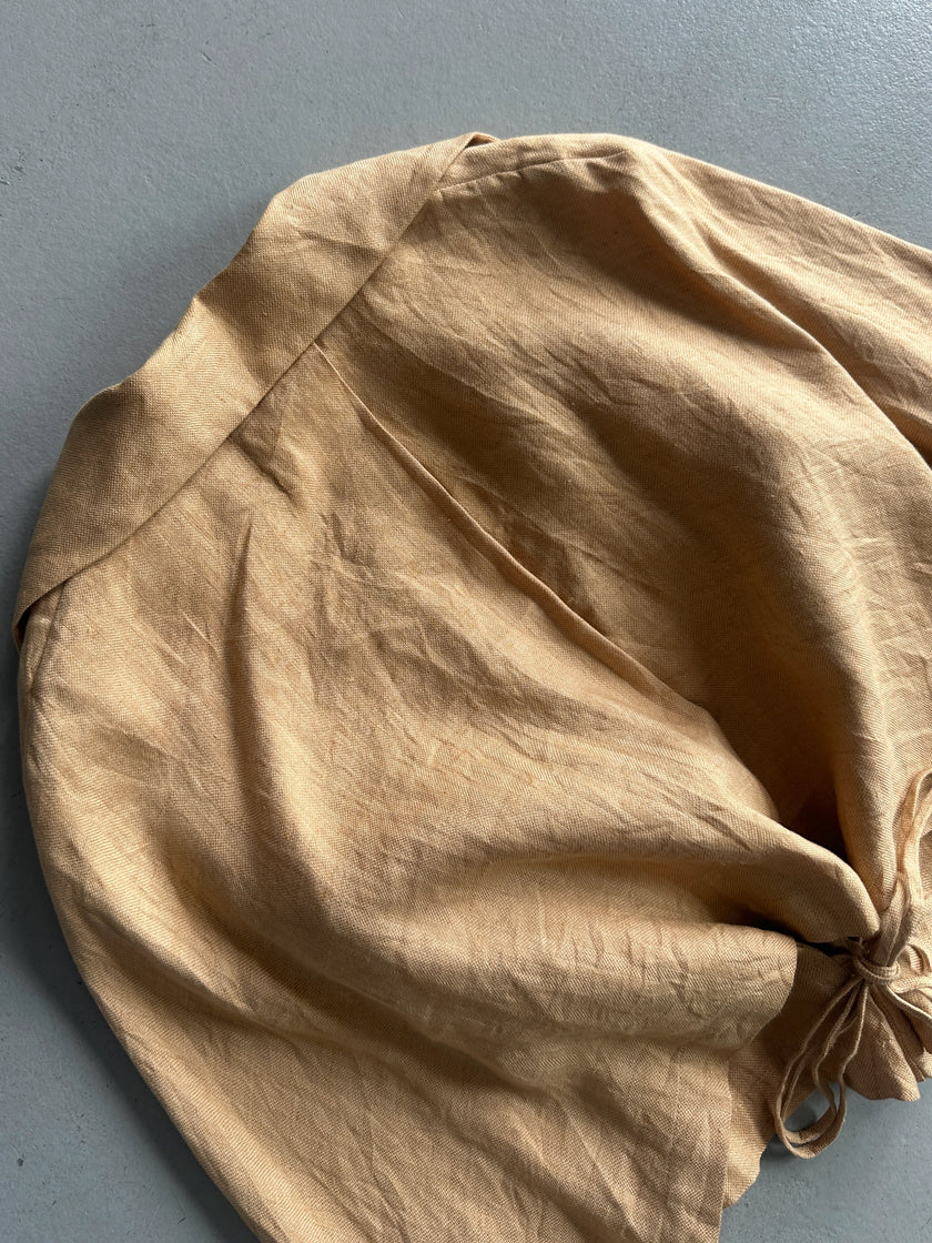 ISSEY MIYAKE - 1990s CROP FIT LINEN CAPE BLOUSE