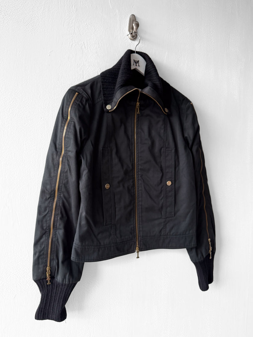 ICEBERG  - circa F/W 2003 STRAIGHT FIT JACKET WIT ZIP DETAILS AND KNIT INSERTS AT SLEEVE