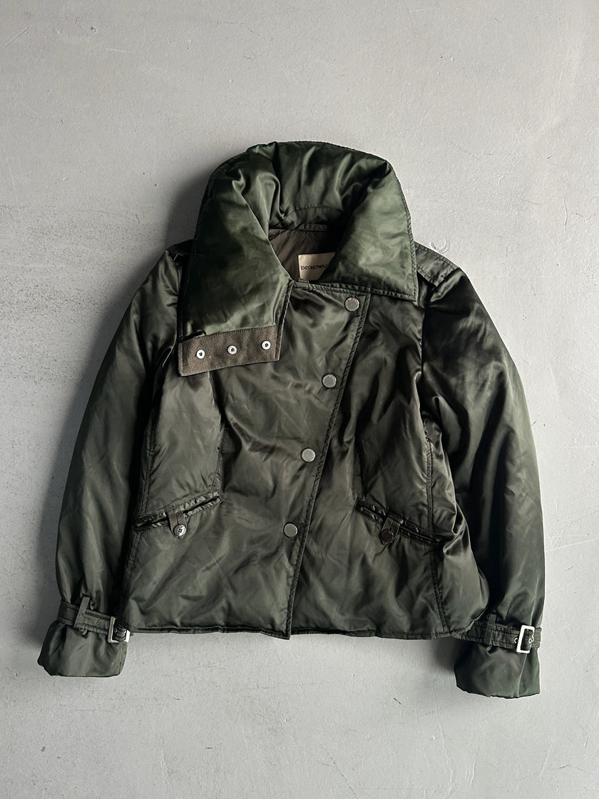 EMPORIO ARMANI - early 2000s ASYMMETRICAL FRONT CLOSURE FUNNEL NECK JACKET