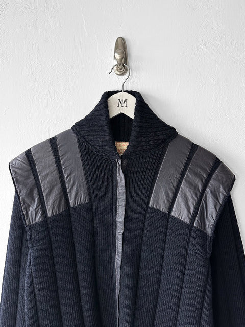J.C. DE CASTELBAJAC X ICEBERG - late 1970s ZIPPED KNIT WITH COATED COTTON DETAILS