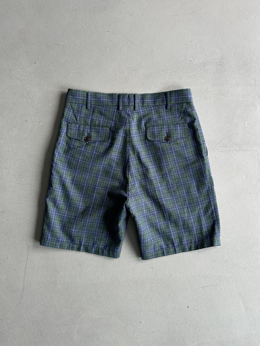 JUNYA WATANABE COMME DES GARÇONS - S/S 2014 FRONT PLEATS CHECKED BERMUDA SHORTS