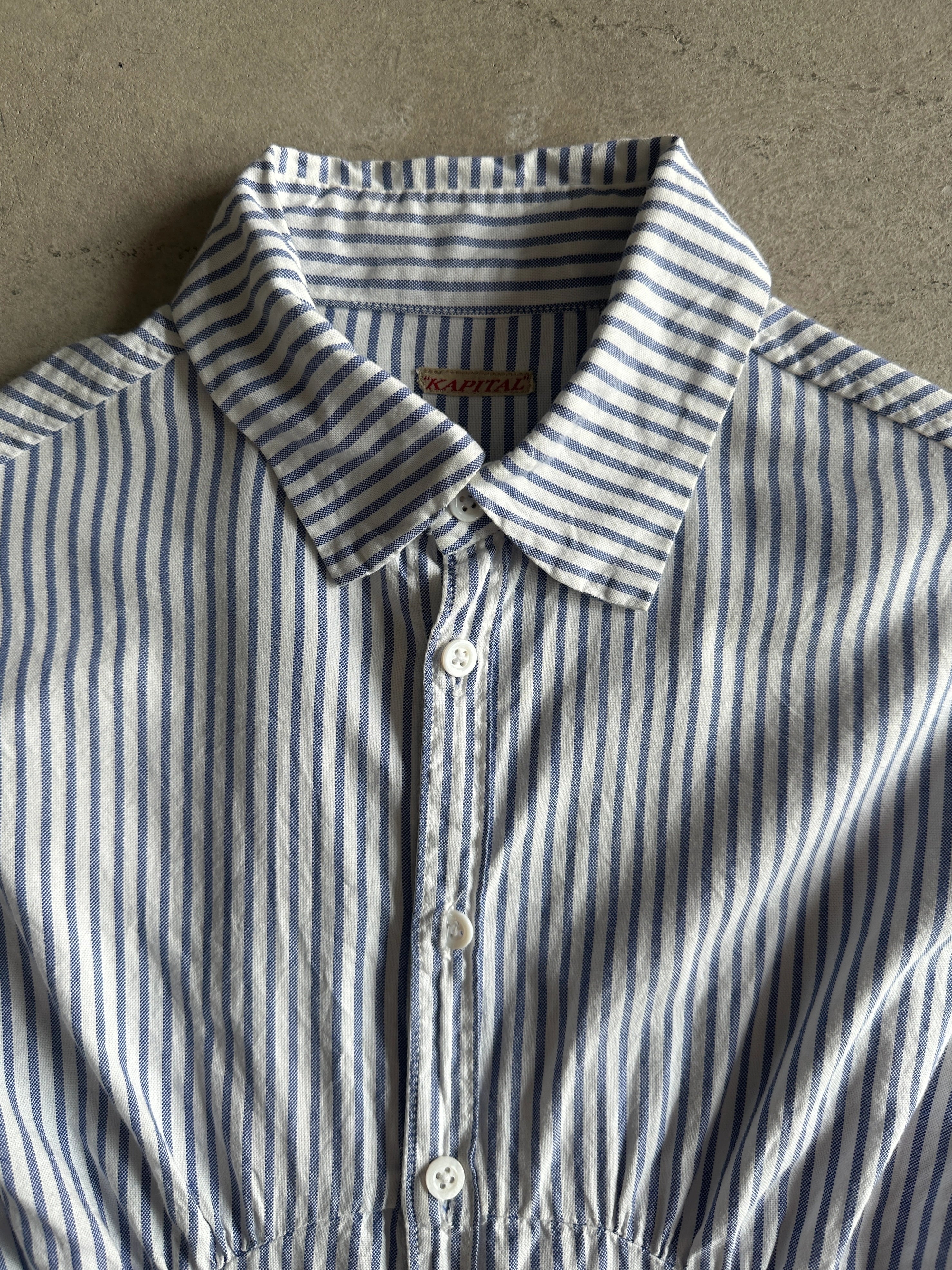 KAPITAL - 1990s ASYMMETRICAL FRONT STRIPED SHIRT