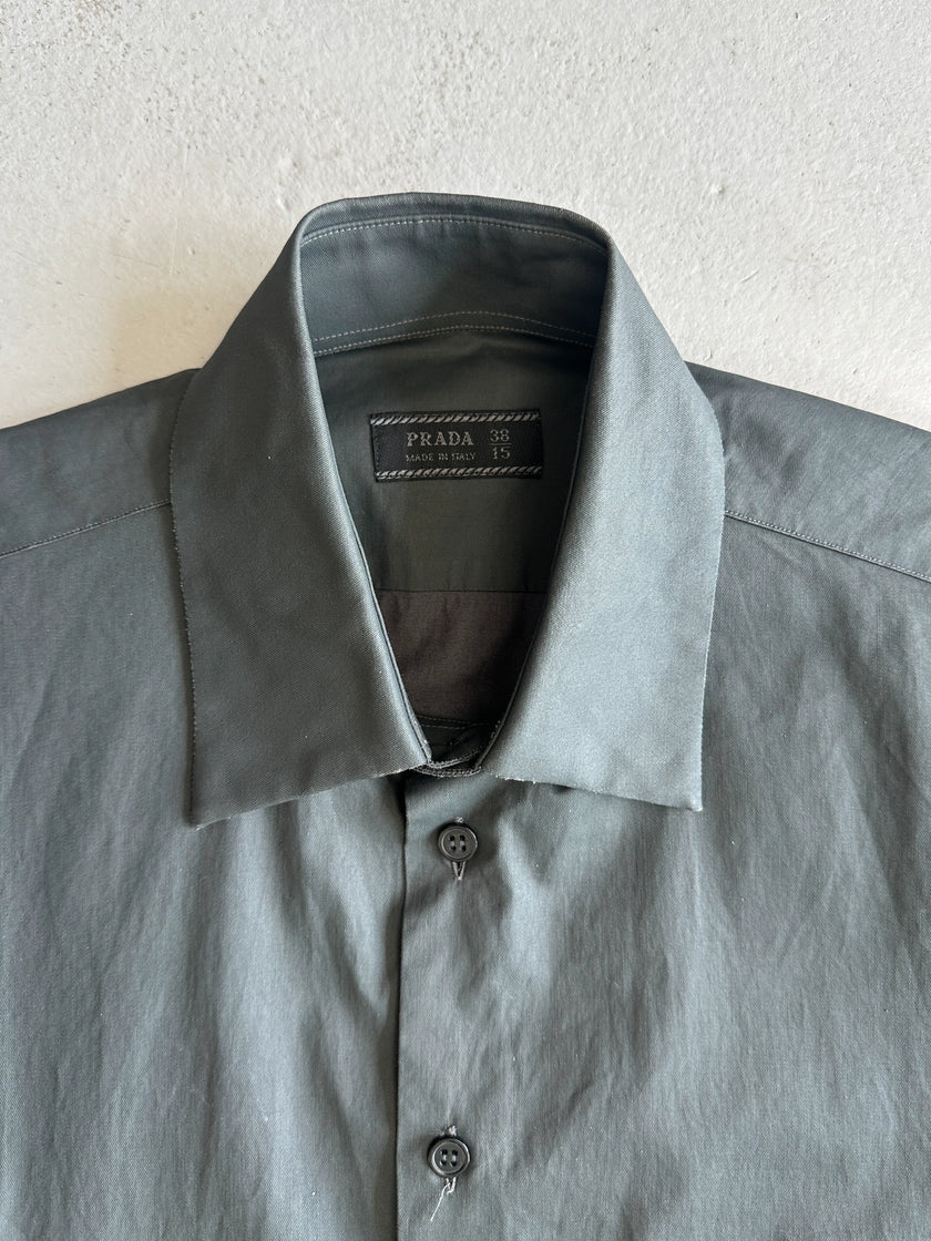 PRADA - F/W 1999 COATED COTTON BONDAGE SLEEVE SHIRT