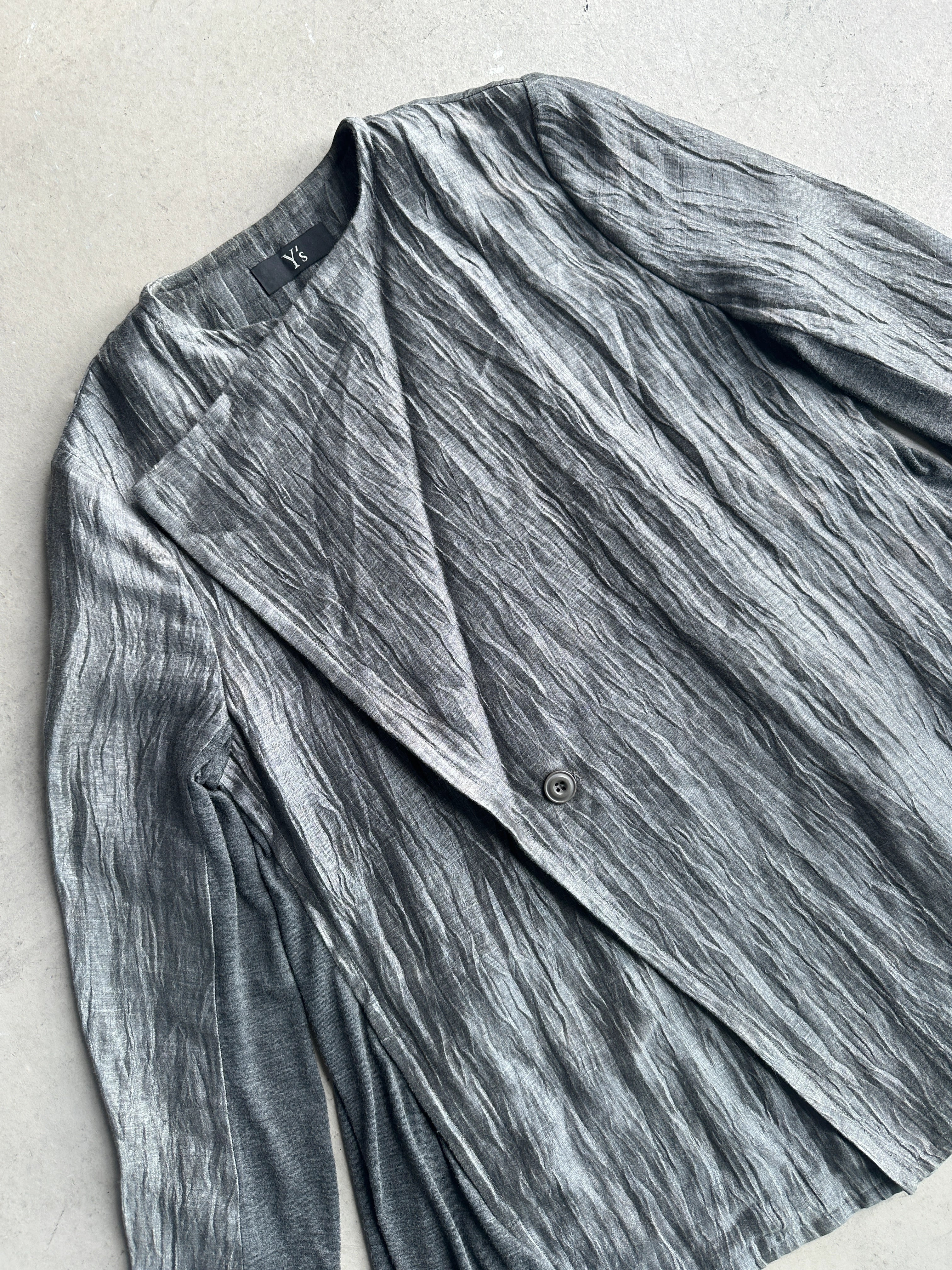 YOHJI YAMAMOTO Y's - S/S 2010 ASYMMETRICAL FRONT CRINKLED CARDIGAN