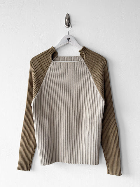 ITALIAN LABEL 2000s SLIM FIT RIBBED KNIT JUMPER