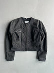 MOSCHINO - 1980s COLLARLESS CROP FIT PADDED DENIM JACKET