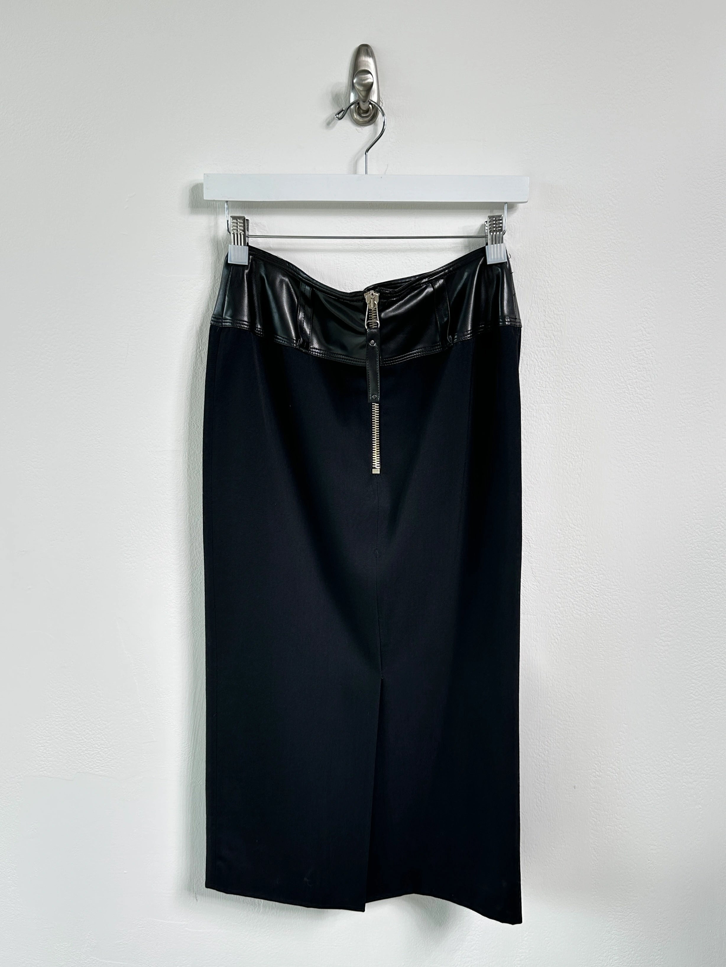 JEAN PAUL GAULTIER - A/W 1995 SAMPLE LONGUETTE SKIRT WITH LEATHER WAISTBAND
