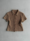1970s CROP FIT BUTTONED SHORT SLEEVE KNIT TOP