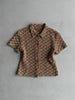 1970s CROP FIT BUTTONED SHORT SLEEVE KNIT TOP