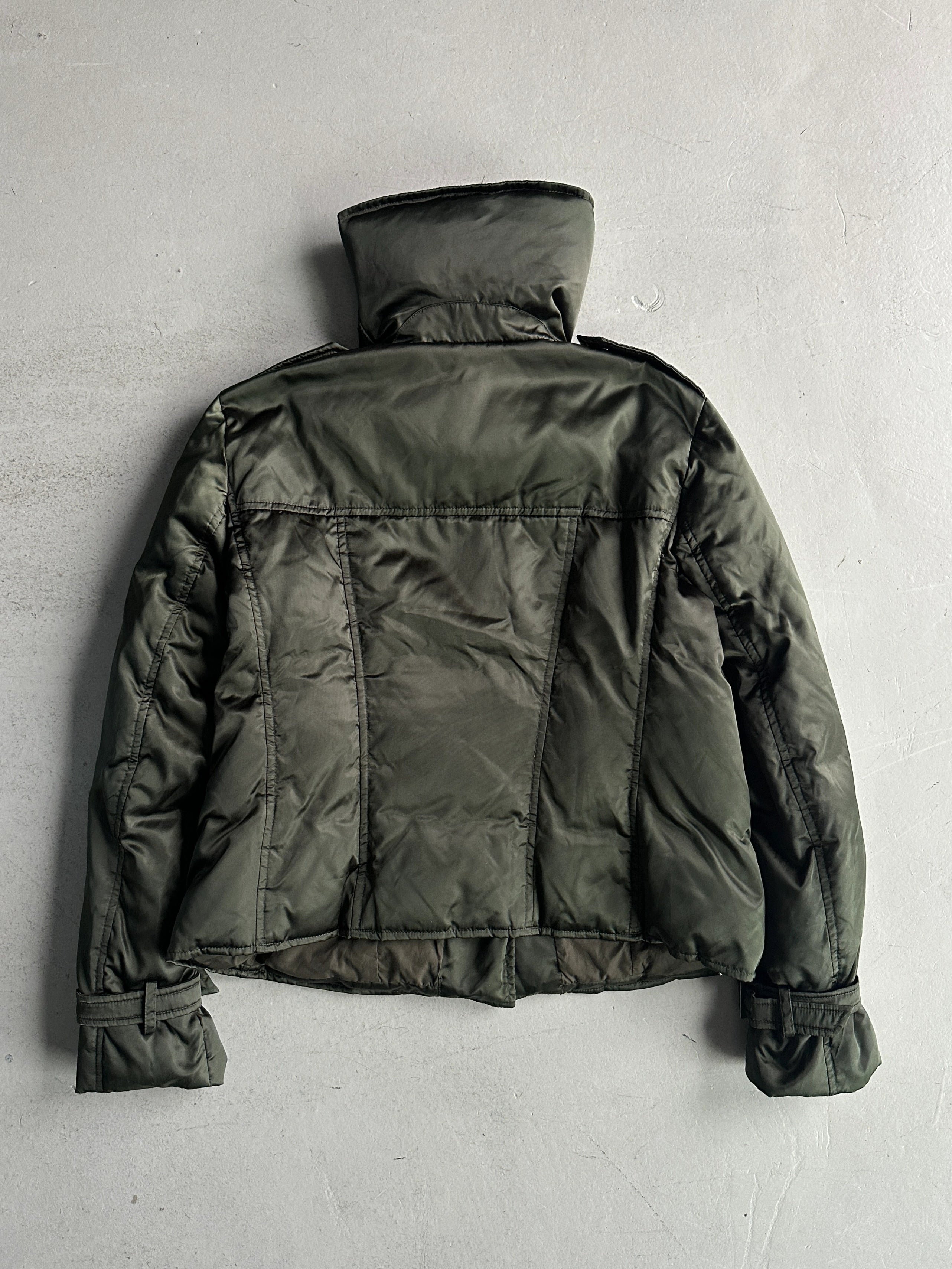 EMPORIO ARMANI - early 2000s ASYMMETRICAL FRONT CLOSURE FUNNEL NECK JACKET