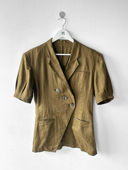 YOHJI YAMAMOTO Y'S - 1980s LINEN BLAZER WITH PUFFED SLEEVES