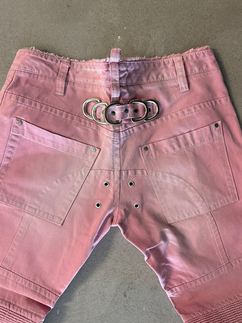 DSQUARED2 - ARCHIVE S/S 2004 HOLY GRAIL 46 PINK DIGGIDDY BIKER JEANS TROUSERS